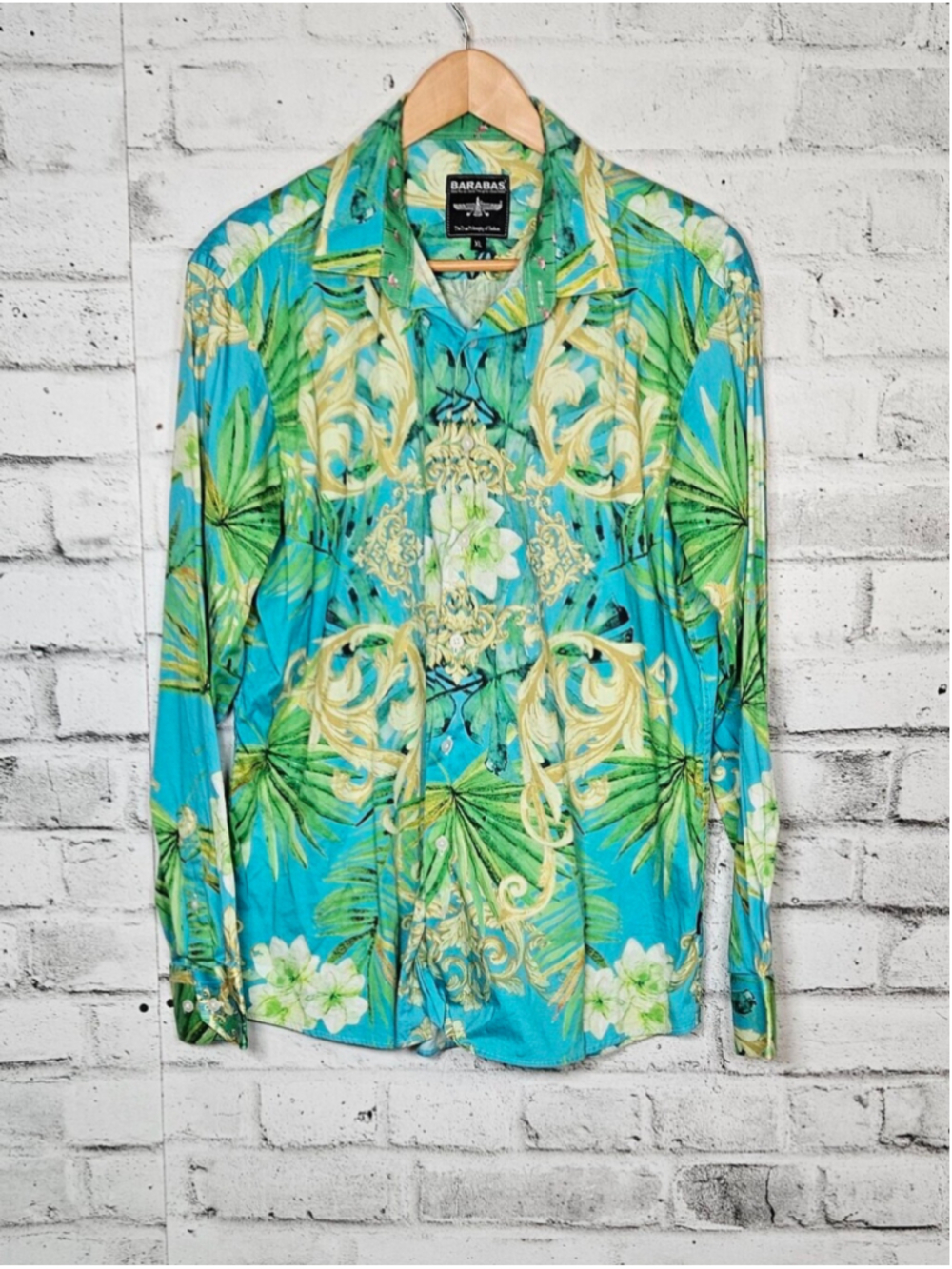 Barabas Tropical Floral Button Up Shirt Mens XL Luxury Print Cotton